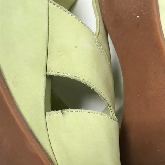 Sudini Lime Green Open Toe Wedge Sandals - Picture 7 of 10